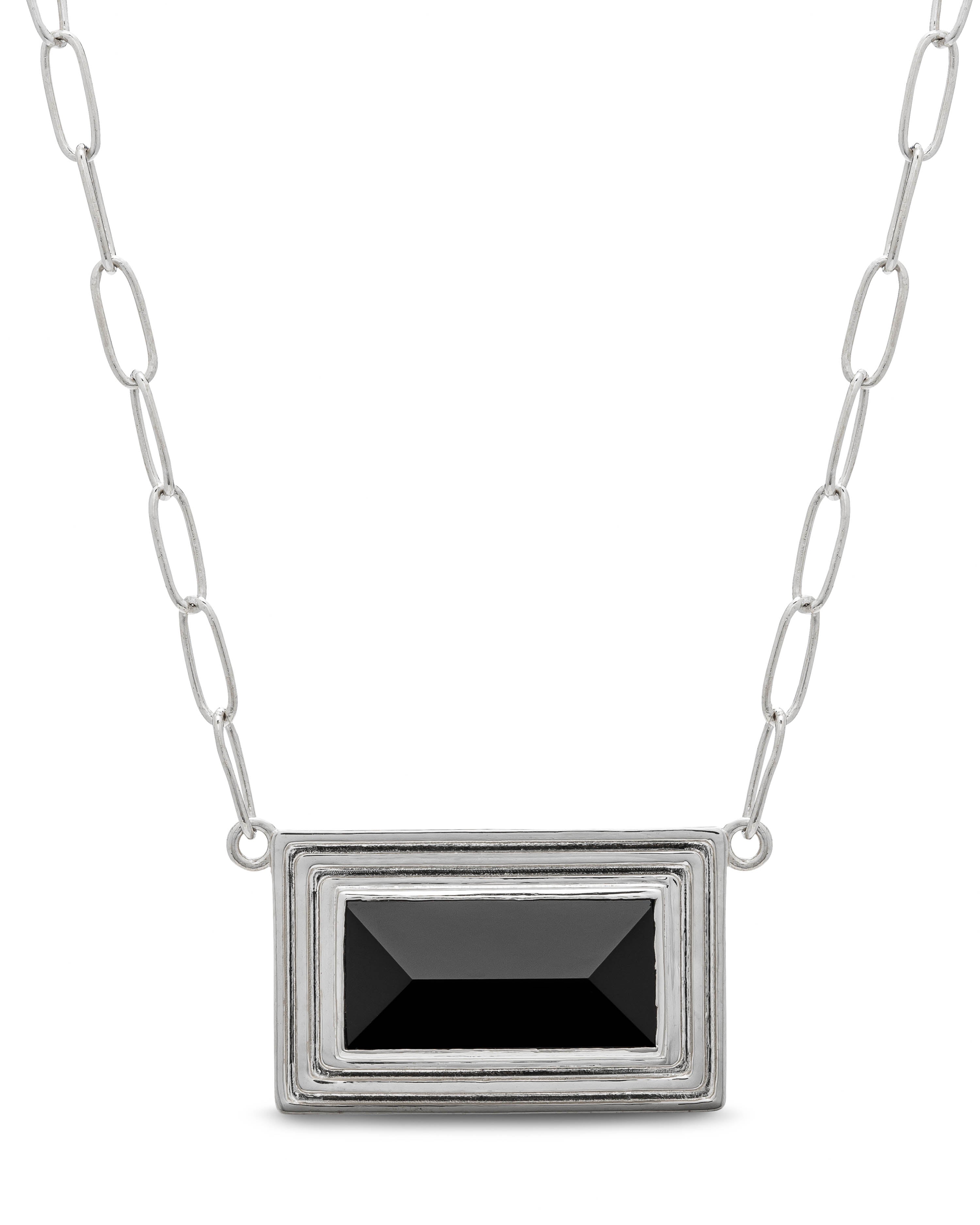 Sculptural Onyx Pendant Necklace - SILVER Saint Owen