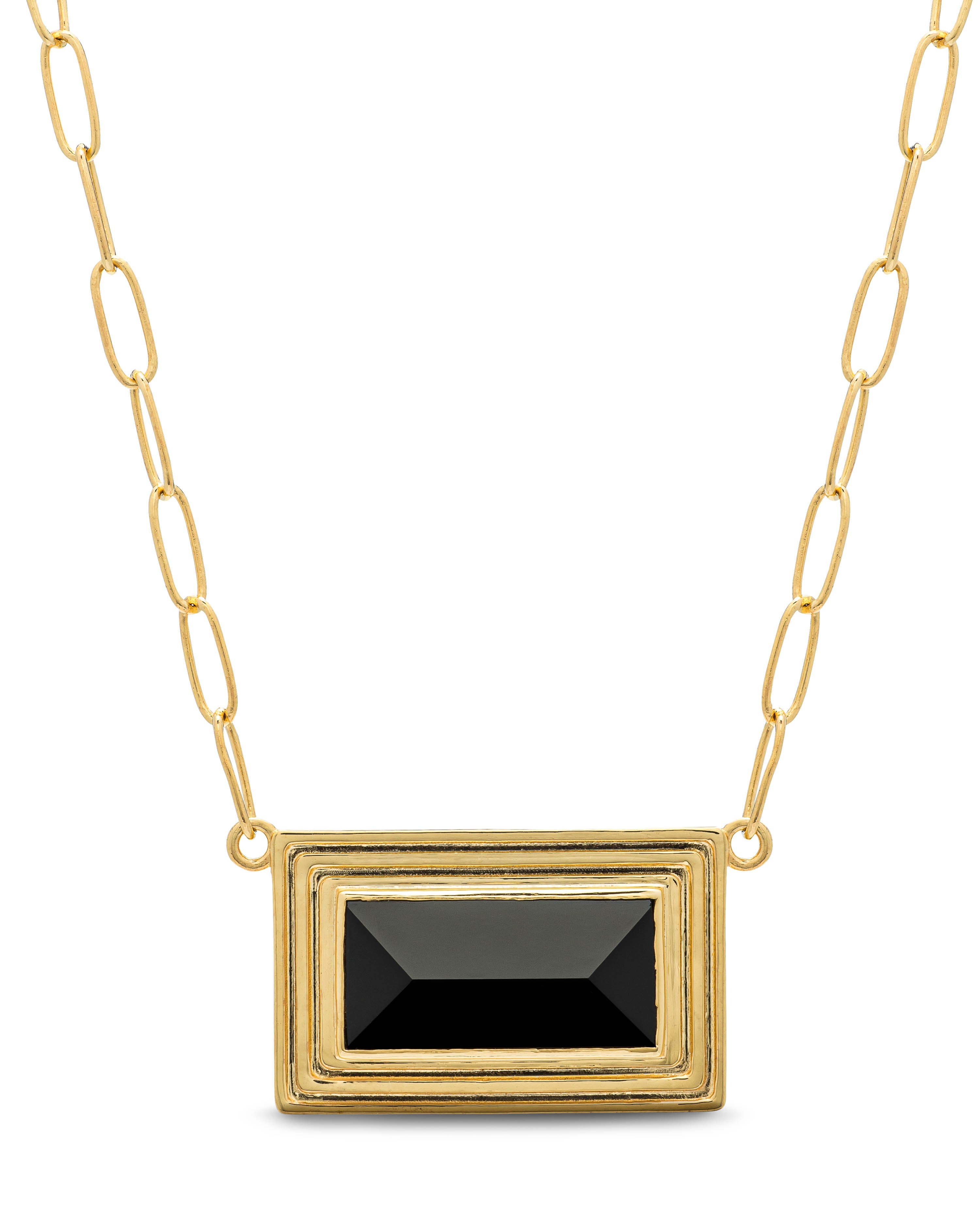 Sculptural Onyx Pendant Necklace - SILVER Saint Owen