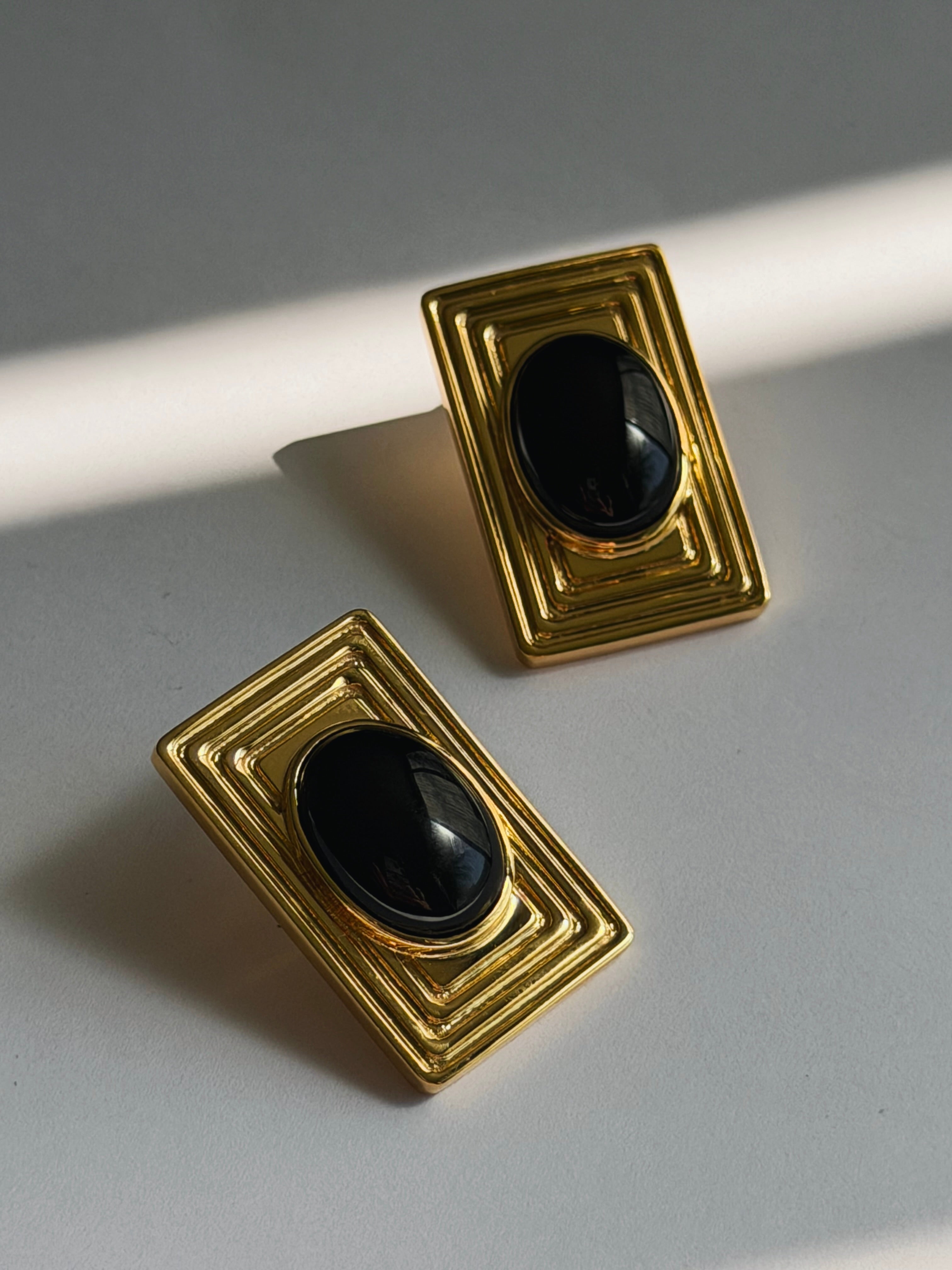 Geometric Onyx Statement Earrings Saint Owen