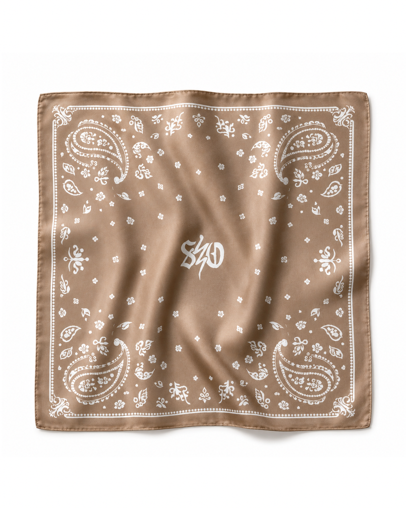 Saint Owen Silk Bandana Scarf in Champagne Taupe