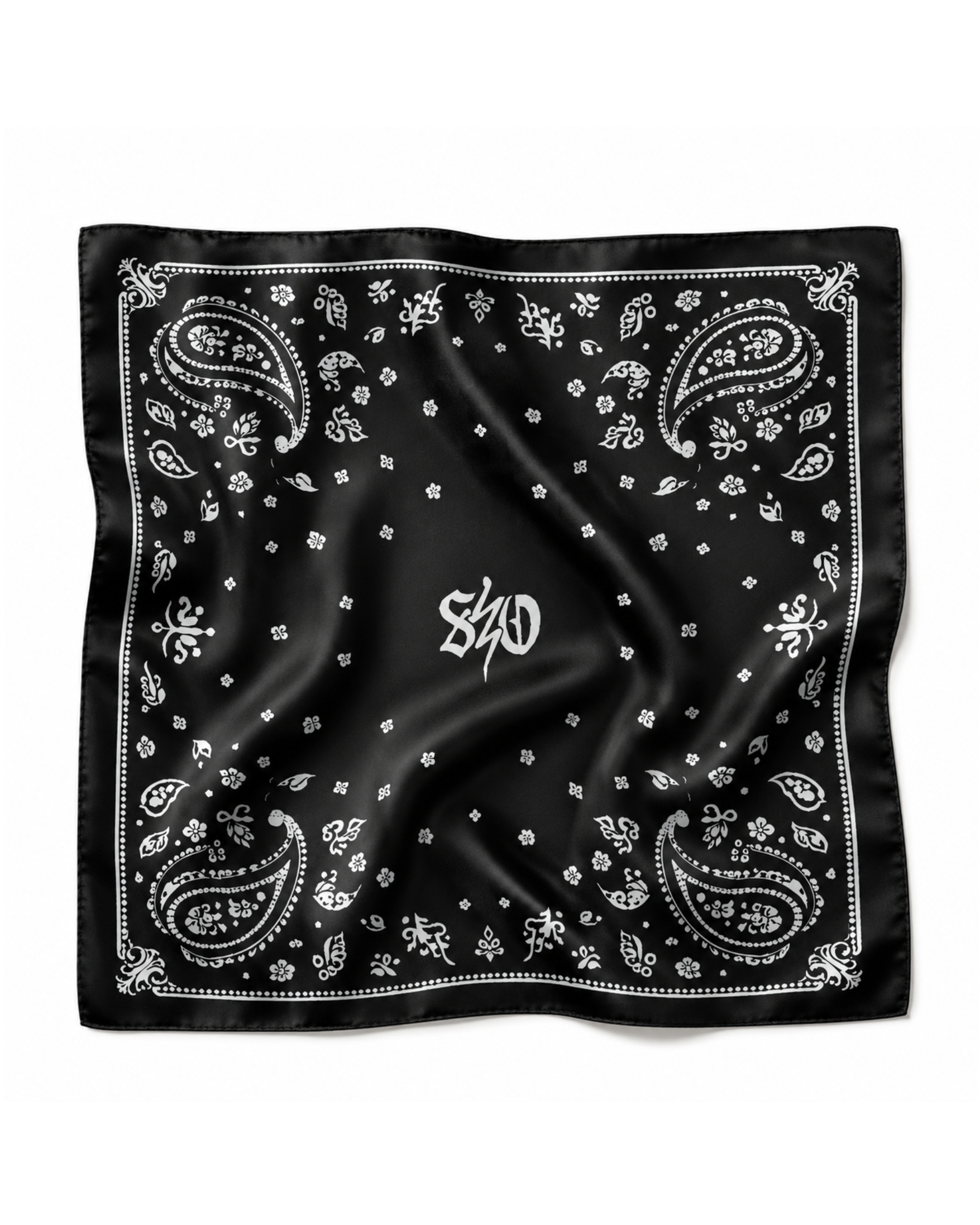 BANDANA SILK SCARF | black Saint Owen