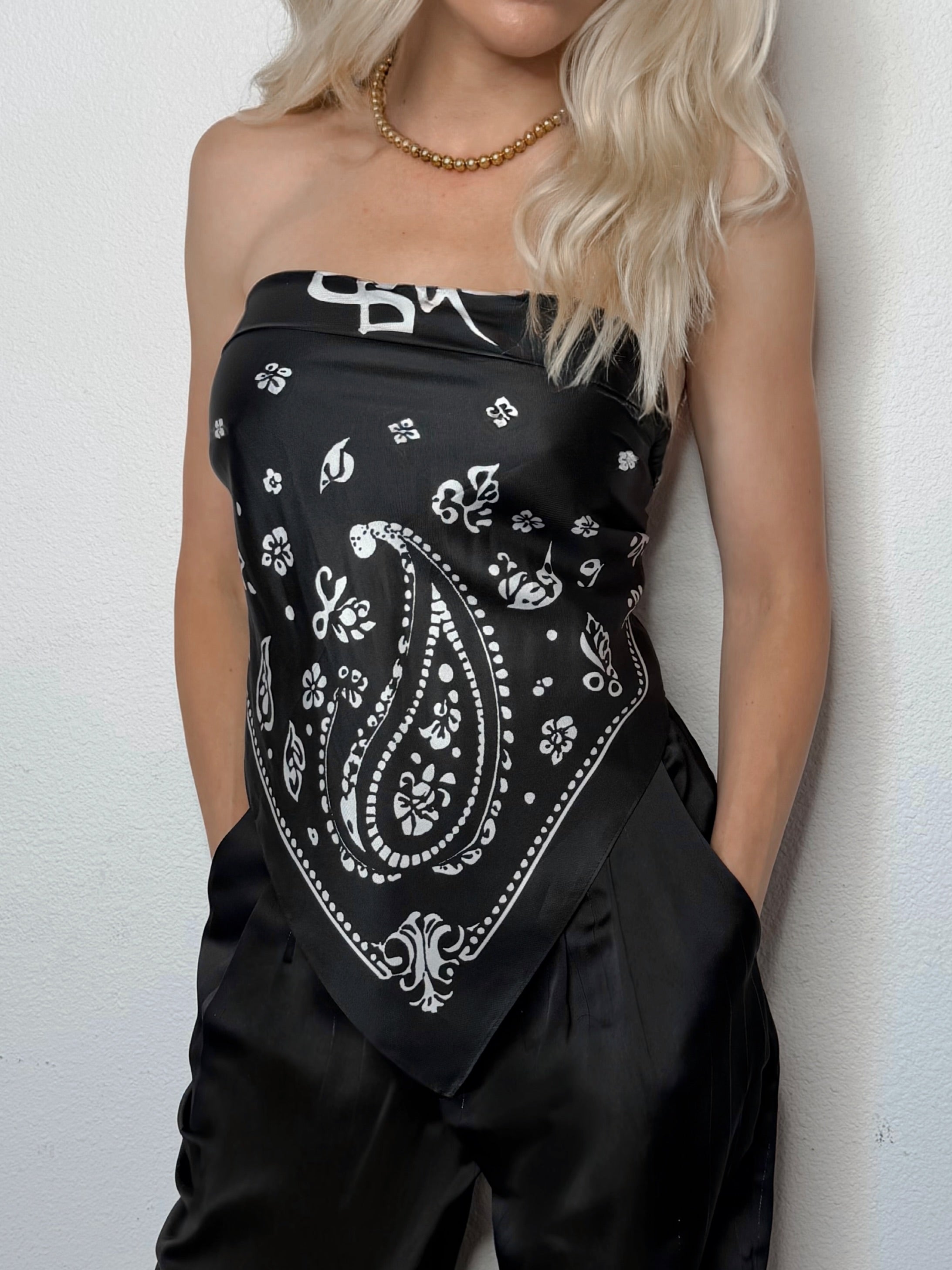 BANDANA SILK SCARF | black Saint Owen