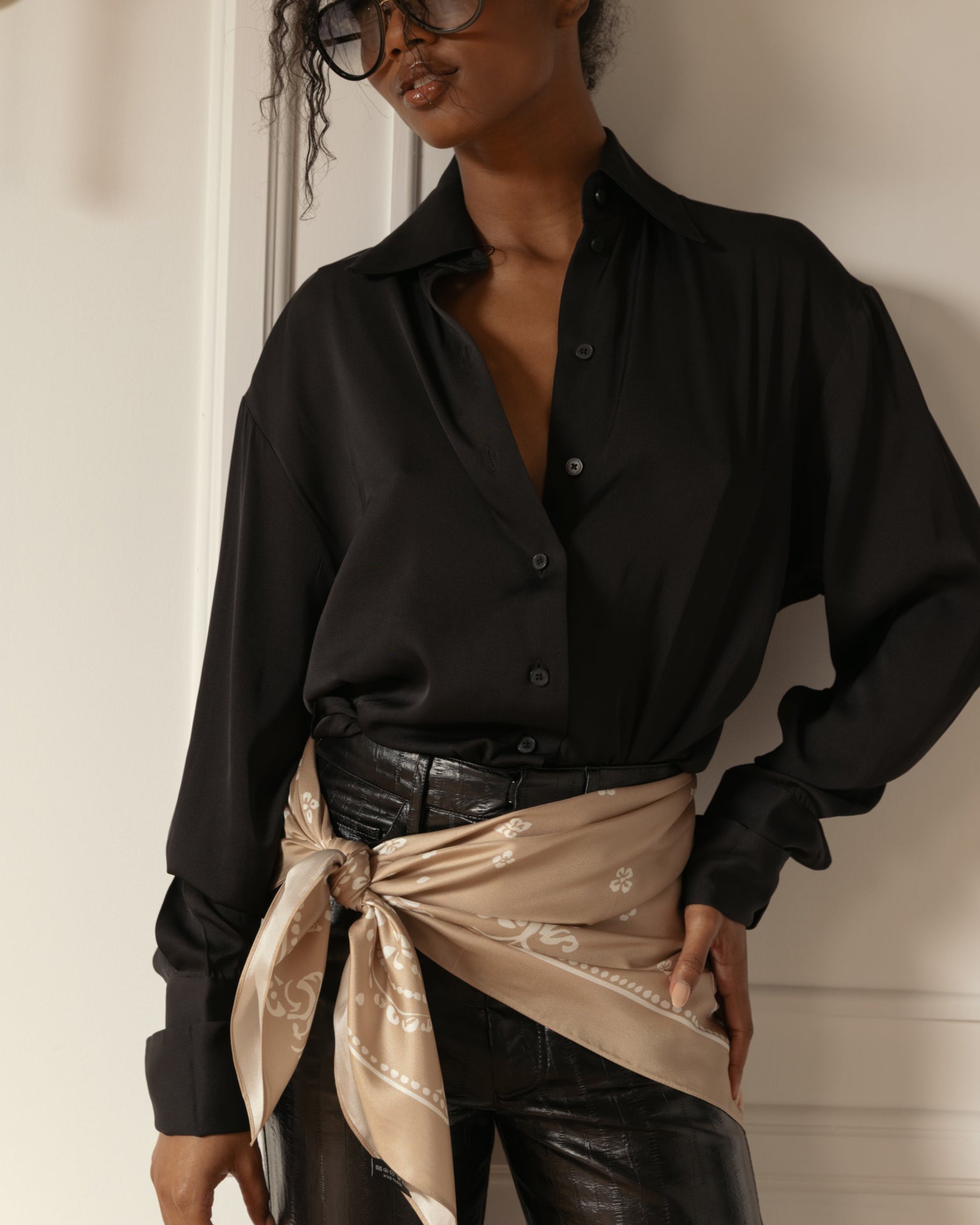 BANDANA SILK SCARF | champagne taupe Saint Owen